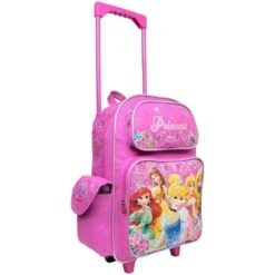 Disney Large Rolling Backpack Princess W/ Flowers Pink School Bag New A03887 -Backpack Shop 61ON87aG2mL