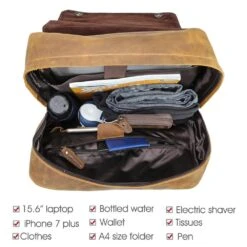 Tiding Retro 15.6 Inch Genuine Cowhide Leather Laptop Backpack Large Capacity Travel Bag Schoolbag Bookbag Daypack For Men 9 Tiding Retro 15.6 Inch Genuine Cowhide Leather Laptop Backpack Large Capacity Travel Bag Schoolbag Bookbag Daypack For Men -Backpack Shop 61P2Ev2p09L