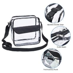 Magicbags Clear Cross-Body Messenger Shoulder Bag, NFL And PGA Stadium Approved Clear Purse With Adjustable Strap -Backpack Shop 61PpSmAU 0L