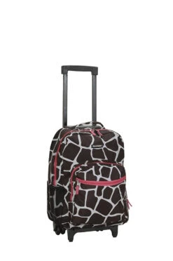 Rockland Luggage 17 Inch Rolling Backpack, GIRRAFE/PINK