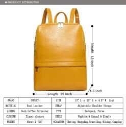 Coolcy Hot Style Women Real Genuine Leather Backpack Fashion Bag (Golden Yellow) -Backpack Shop 61RGAVqlIOL