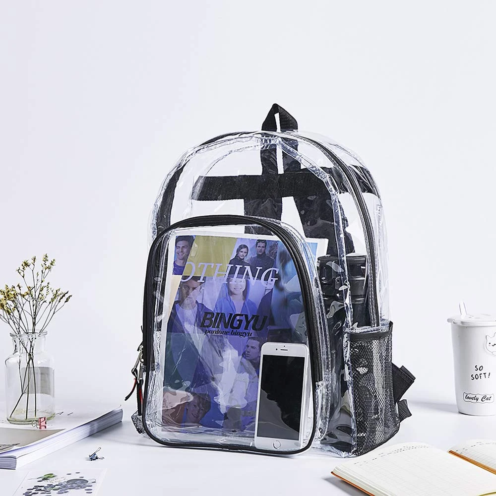 Heavy Duty Clear Backpack,Transparent Vinyl Backpack With Adjustable Straps, See Through Backpack For Work ,School,Security Travel And Sports 2 Heavy Duty Clear Backpack,Transparent Vinyl Backpack With Adjustable Straps, See Through Backpack For Work ,School,Security Travel And Sports - Image 2