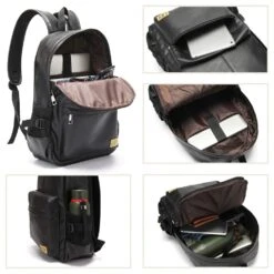 Vegan Backpack Leather Bookbag For Women Men, LXY Vintage Laptop Backpack Black Faux Leather Backpack Campus School College Bookbag Travel Daypack -Backpack Shop 61RsBpuEvXL