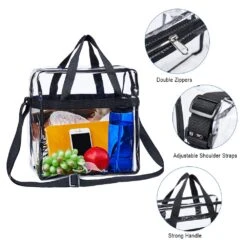 Magicbags Clear Tote Bag,NCAA NFL&PGA Stadium Approved Clear Bag With Adjustable Shoulder Strap And Double Zippered,Perfect For Work, School , Sports Games And Concerts -12"X12"X6" -Backpack Shop 61SAEtwl86L