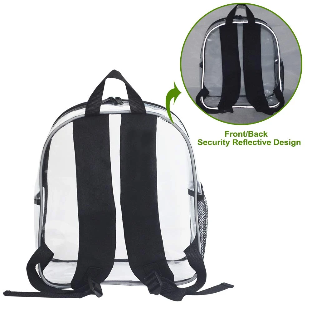 Stadium Approved Clear Mini Backpack - Heavy Duty Reflective Transparent Backpack For Concert, Security Travel &Sports 6 Stadium Approved Clear Mini Backpack - Heavy Duty Reflective Transparent Backpack For Concert, Security Travel &Sports - Image 6
