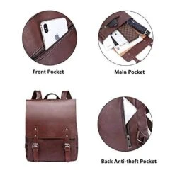 Zebella Vintage Faux Leather Backpack For Women Mens Vegan Leather Back Pack Travel Daypack College Bookbag-Coffee 13 Zebella Vintage Faux Leather Backpack For Women Mens Vegan Leather Back Pack Travel Daypack College Bookbag-Coffee -Backpack Shop 61UyhPWdU4L