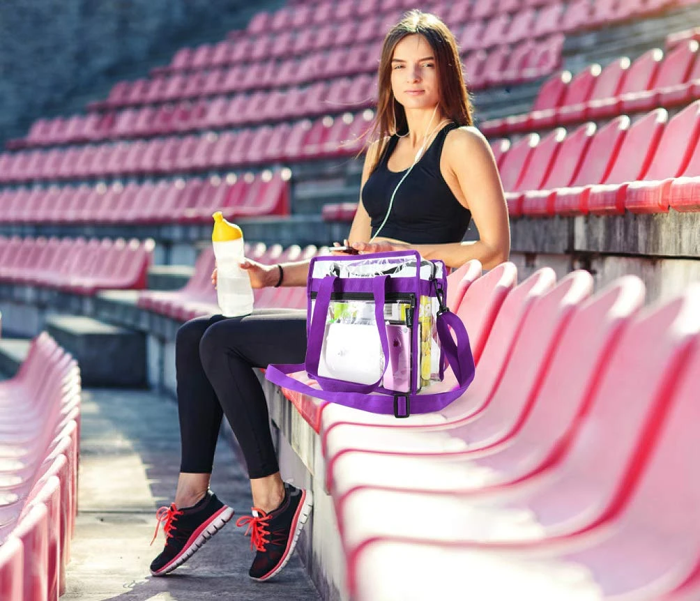 Clear-Bag-Stadium-Approved-12 X 12 X 6 Front Zippered Pocket And Adjustable Shoulder Strap NFL Stadium Security Travel & Gym Clear Tote Bag, Perfect For Work School Sports Games And Concerts 2 Clear-Bag-Stadium-Approved-12 X 12 X 6 Front Zippered Pocket And Adjustable Shoulder Strap NFL Stadium Security Travel & Gym Clear Tote Bag, Perfect For Work School Sports Games And Concerts - Image 2