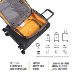 LUCAS Designer Luggage Collection - Expandable 28 Inch Softside Bag - Durable Large Ultra Lightweight Checked Suitcase With 8-Rolling Spinner Wheels (Black) 9 LUCAS Designer Luggage Collection - Expandable 28 Inch Softside Bag - Durable Large Ultra Lightweight Checked Suitcase With 8-Rolling Spinner Wheels (Black) -Backpack Shop 61a6x08CZhL