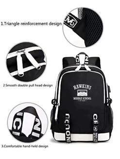 DarkT Stranger Things Backpack, Luminous School Bag, Laptop Backpack With USB Charging Port, Unisex College Daypack -Backpack Shop 61aIi1tGT L