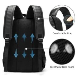 Vegan Backpack Leather Bookbag For Women Men, LXY Vintage Laptop Backpack Black Faux Leather Backpack Campus School College Bookbag Travel Daypack -Backpack Shop 61anDpioYRL