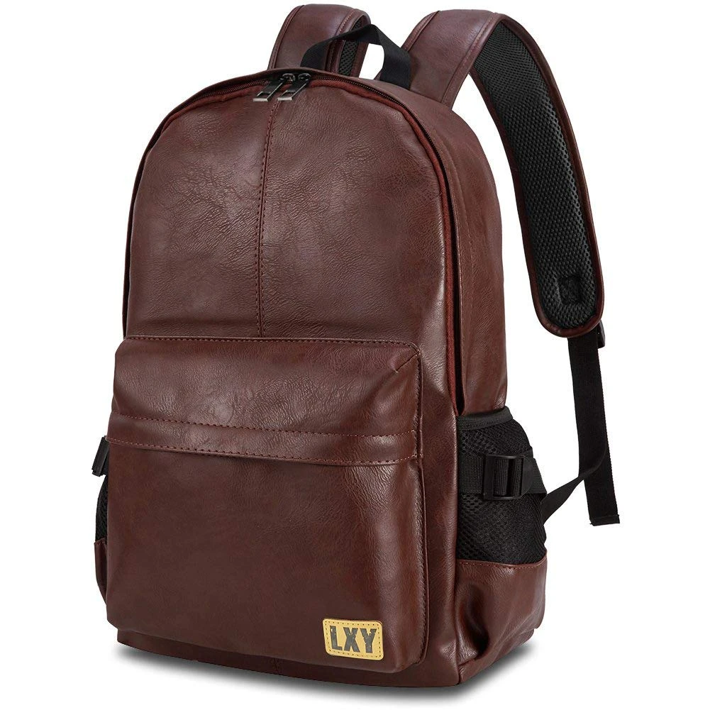 Vintage Backpack Leather Laptop Bookbag For Women Men, LXY Vegan Backpack Brown Faux Leather Bookbag School College Campus Backpack Travel Daypack 1 Vintage Backpack Leather Laptop Bookbag For Women Men, LXY Vegan Backpack Brown Faux Leather Bookbag School College Campus Backpack Travel Daypack