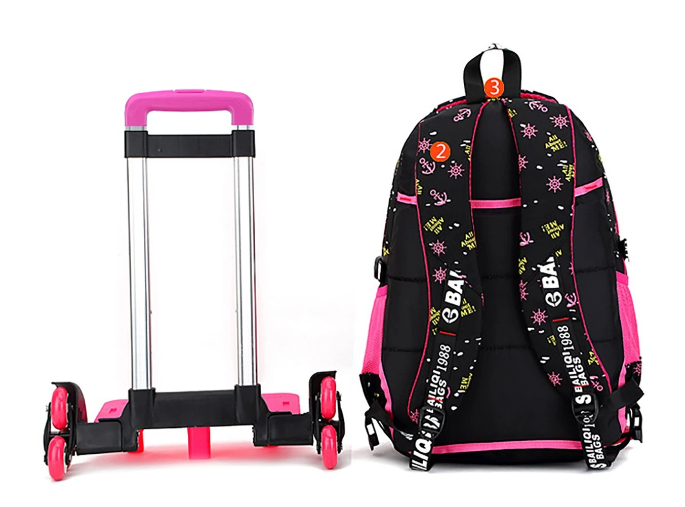 Meetbelify Girls Rolling Backpack With Wheels Big Kids Wheel Backpack For Girls 5 Meetbelify Girls Rolling Backpack With Wheels Big Kids Wheel Backpack For Girls - Image 5