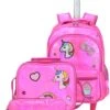 Meetbelify Girls Unicorn Rolling Backpack Wheel Backpacks For Girls For School Backpack With Wheels Kids Trolley Luggage School Bags