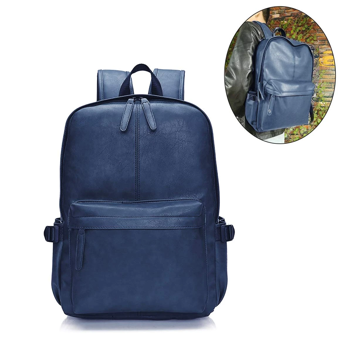 Vintage PU Leather Backpack, OURBAG Outdoor School College Bookbag Fit Laptop Computer Backpack For Man And Woman Black 3 Vintage PU Leather Backpack, OURBAG Outdoor School College Bookbag Fit Laptop Computer Backpack For Man And Woman Black - Image 3