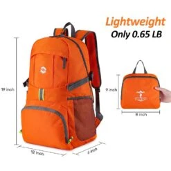 Lightweight Travel Backpack, 35L Water Resistant Packable Traveling/Hiking Backpack Daypack For Men & Women, Multipurpose Use, Orange -Backpack Shop 61fwacUIPCL