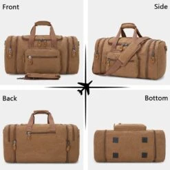Plambag Canvas Duffle Bag For Travel, 50L Duffel Overnight Weekend Bag(Coffee) -Backpack Shop 61gPbAkDv0L