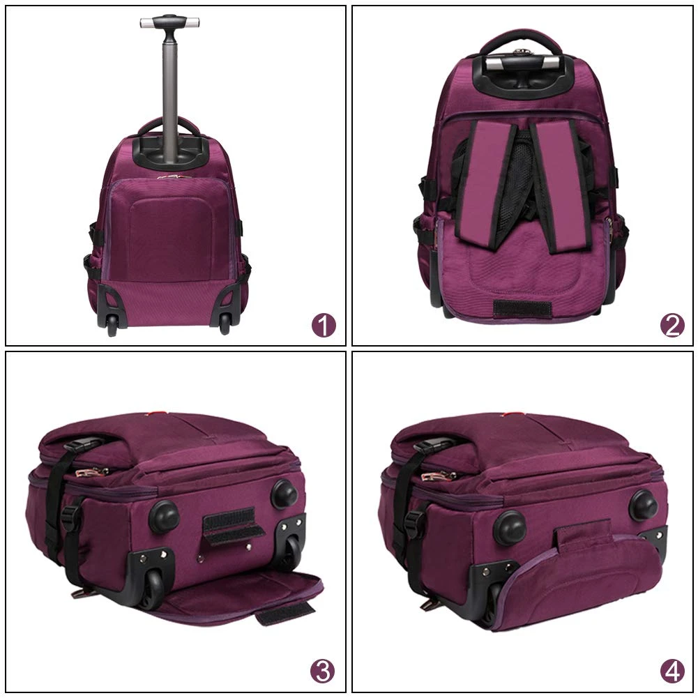 SKYMOVE 19 Inches Waterproof Wheeled Rolling Backpack For Adults And School Students Laptop Books Travel Backpack Bag, Purple 2 SKYMOVE 19 Inches Waterproof Wheeled Rolling Backpack For Adults And School Students Laptop Books Travel Backpack Bag, Purple - Image 2