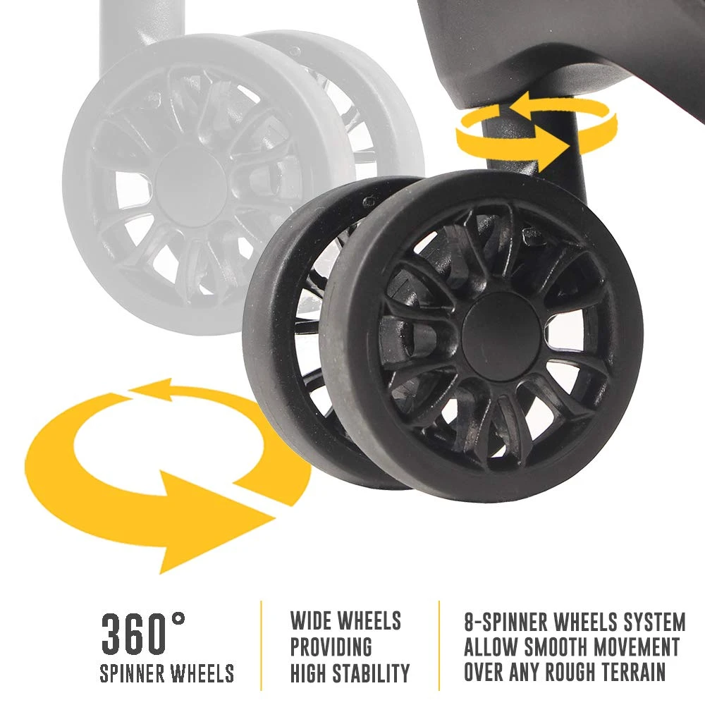 LUCAS Designer Luggage Collection - Expandable 28 Inch Softside Bag - Durable Large Ultra Lightweight Checked Suitcase With 8-Rolling Spinner Wheels (Black) 4 LUCAS Designer Luggage Collection - Expandable 28 Inch Softside Bag - Durable Large Ultra Lightweight Checked Suitcase With 8-Rolling Spinner Wheels (Black) - Image 4