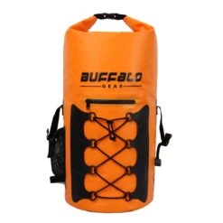 Buffalo Gear Portable Insulated Backpack Cooler Bag - Hands-Free And Collapsible, Waterproof And Soft-Sided Cooler Backpack For Hiking, The Beach, Picnics,Camping, Fishing - Orange,35 Liters,30 Can