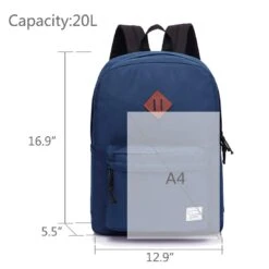 Lightweight Backpack For School, VASCHY Classic Basic Water Resistant Casual Daypack For Travel With Bottle Side Pockets (Navy) -Backpack Shop 61mA3PM9IGL
