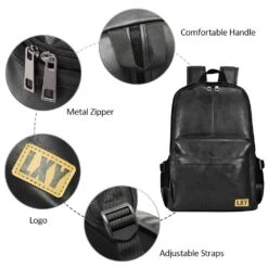 Vegan Backpack Leather Bookbag For Women Men, LXY Vintage Laptop Backpack Black Faux Leather Backpack Campus School College Bookbag Travel Daypack -Backpack Shop 61o4SOIE3qL