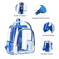 Heavy Duty Clear Backpack,Transparent Cold-Resistant Vinyl Adjustable Straps Backpack For Work(Blue) -Backpack Shop 61pikmYEyrL