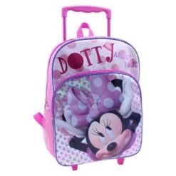 Disney 16" Minnie Mouse Polka Dot Rolling Backpack Large Pink
