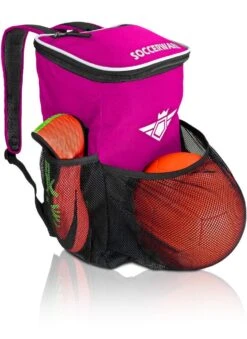 Soccer Backpack With Ball Holder Compartment - | Bag Fits All Soccer Equipment & Gym Gear (Pink)