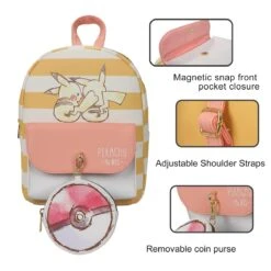 Bioworld Pokemon Sketched Pikachu With Removable Pokeball Coinpurse Women's Mini Backpack -Backpack Shop 61qxHhCKz6L