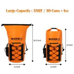 Buffalo Gear Portable Insulated Backpack Cooler Bag - Hands-Free And Collapsible, Waterproof And Soft-Sided Cooler Backpack For Hiking, The Beach, Picnics,Camping, Fishing - Orange,35 Liters,30 Can -Backpack Shop 61sUwwn14QL
