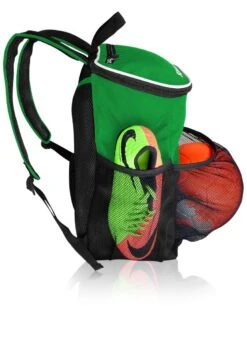 Soccer Backpack With Ball Holder Compartment - | Bag Fits All Soccer Equipment & Gym Gear (Black) (Green) -Backpack Shop 61t4f1N0SpL
