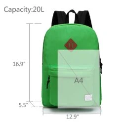Lightweight Backpack For School, VASCHY Classic Basic Water Resistant Casual Daypack For Travel With Bottle Side Pockets (Green) -Backpack Shop 61v5OooHSbL