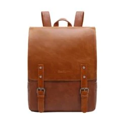 ZEBELLA Womens Leather Backpack Vintage Brown Travel Daypack College Bookbag-Light Brown