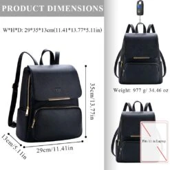 COOFIT Black Faux Leather Backpack For Women Schoolbag Casual Daypack 12 COOFIT Black Faux Leather Backpack For Women Schoolbag Casual Daypack -Backpack Shop 61zMkQU37iL