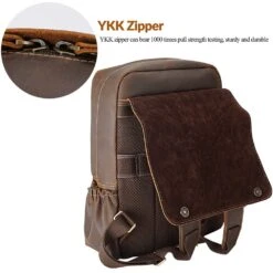 Tiding 15.6 Inch Vintage Men's Crazy Horse Cowhide Real Leather Laptop Backpack Large Capacity Travel Bag Bookbag With YKK Zipper -Backpack Shop 61zyI0rmbGL