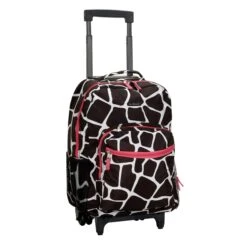 Rockland Luggage 17 Inch Rolling Backpack, Pink Giraffe, One Size