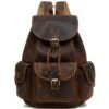 Kenox 16" Genuine Leather Laptop Backpack Vintage College School Bookbag (Brown)