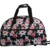 LUCAS Designer Carry On Luggage Collection - Lightweight Pattern 22 Inch Duffel Bag- Weekender Overnight Business Travel Suitcase With 2- Rolling Spinner Wheels (ROSE BOUQUET NAVY, 22in)