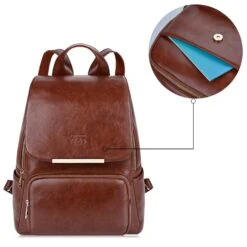 COOFIT PU Leather Backpack School Backpack Casual Daypack With Pouch For Women Brown 10 COOFIT PU Leather Backpack School Backpack Casual Daypack With Pouch For Women Brown -Backpack Shop 711gJNVEATL