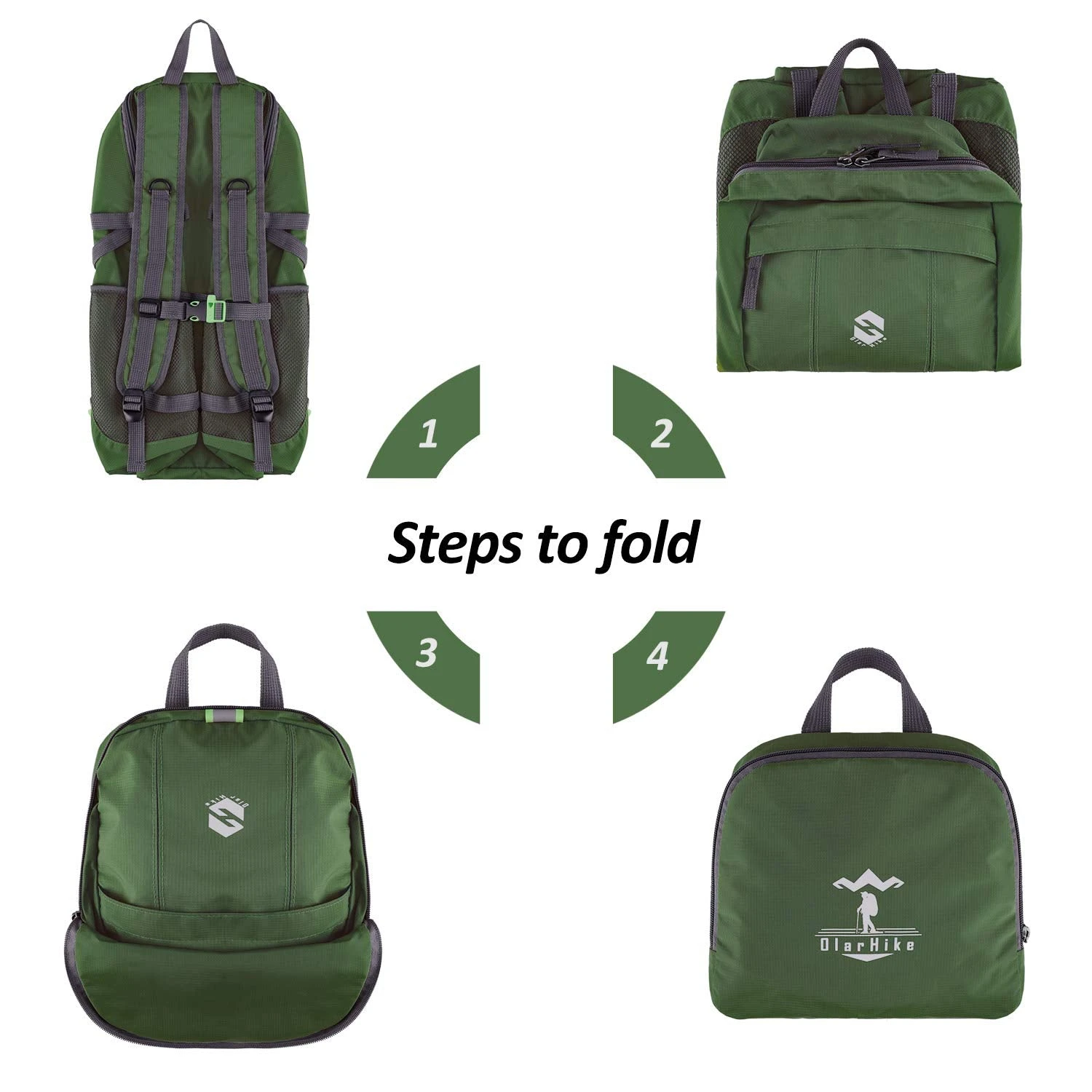 OlarHike Lightweight Travel Backpack, 35L Water Resistant Packable Traveling/Hiking Backpack Daypack For Men & Women, Multipurpose Use, Green 4 OlarHike Lightweight Travel Backpack, 35L Water Resistant Packable Traveling/Hiking Backpack Daypack For Men & Women, Multipurpose Use, Green - Image 4