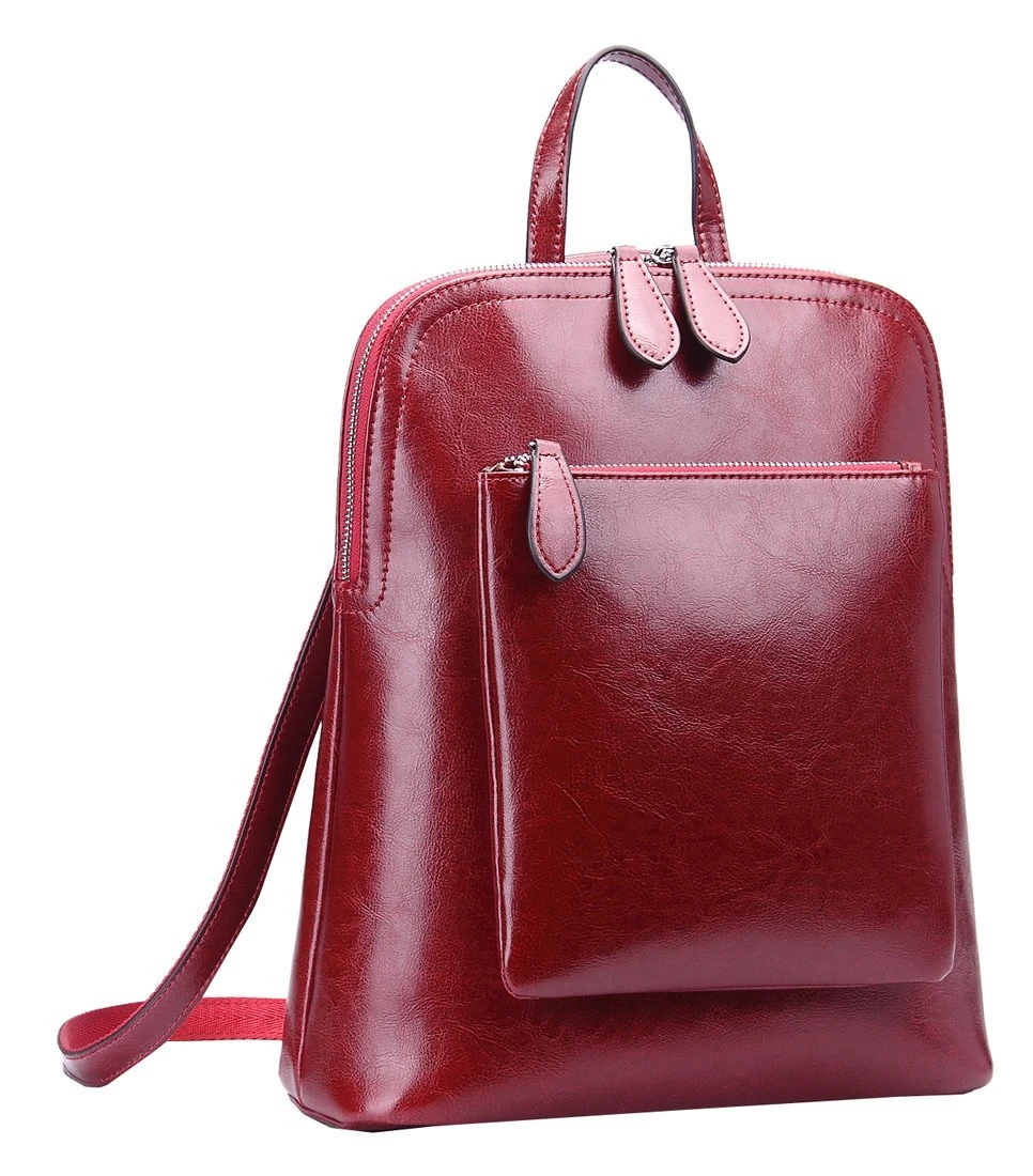 Heshe Women's Vintage Leather Backpack Casual Daypack For Ladies And Girls (Wine-R) 1 Heshe Women's Vintage Leather Backpack Casual Daypack For Ladies And Girls (Wine-R)