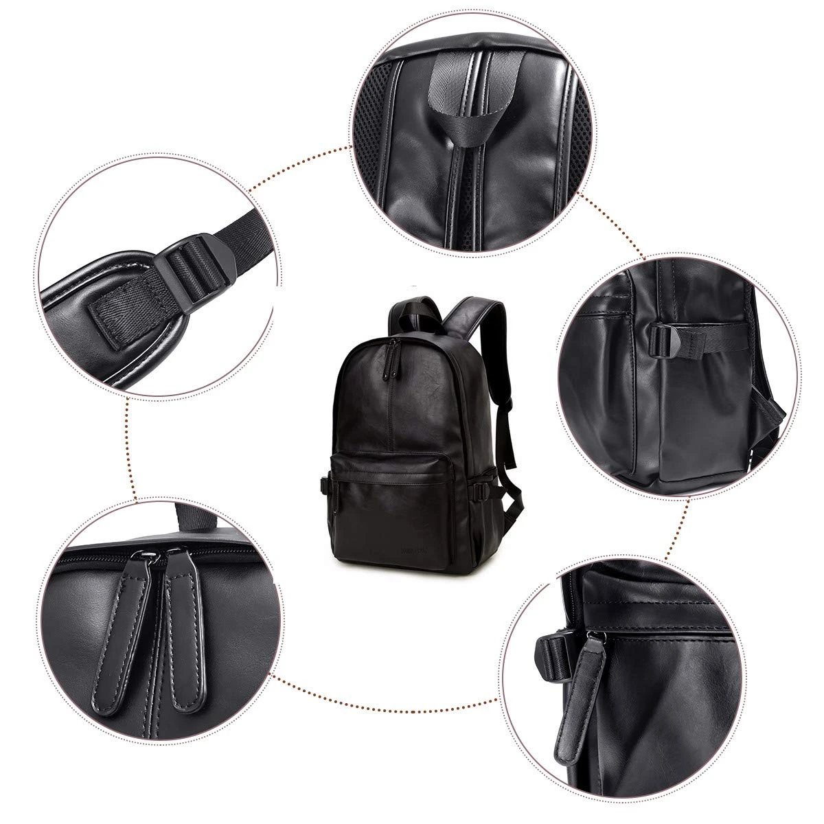 Vintage PU Leather Backpack, OURBAG Outdoor School College Bookbag Fit Laptop Computer Backpack For Man And Woman 3 Vintage PU Leather Backpack, OURBAG Outdoor School College Bookbag Fit Laptop Computer Backpack For Man And Woman - Image 3