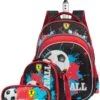 Meetbelify Girls Unicorn Rolling Backpacks Kids Backpack With Wheels For Girls School Bags With Lunch Box (Football)