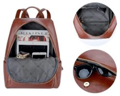 COOFIT PU Leather Backpack School Backpack Casual Daypack With Pouch For Women Brown 11 COOFIT PU Leather Backpack School Backpack Casual Daypack With Pouch For Women Brown -Backpack Shop 716 3Q8B8JL