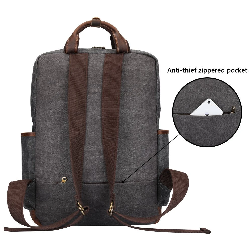 S-ZONE Vintage Crazy Horse Genuine Leather Backpack 6 S-ZONE Vintage Crazy Horse Genuine Leather Backpack - Image 6