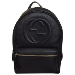 Gucci Soho Black Backpack Calf Leather Backpack Ladies Bag Italy New