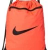 Nike Brasilia Training Gymsack, Drawstring Backpack With Zipper Pocket And Reinforced Bottom, Bright Crimson/Bright Crimson
