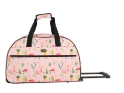 LUCAS Designer Carry On Luggage Collection - Lightweight Pattern 22 Inch Duffel Bag- Weekender Overnight Business Travel Suitcase With 2- Rolling Spinner Wheels (22in, Flamingo) -Backpack Shop 719NTnPMlZL