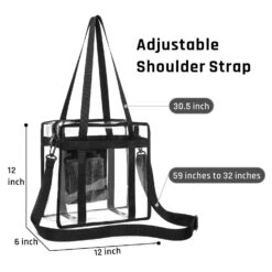 ISPECLE Clear Bag, Clear Tote Bag NFL Stadium Approved For Concert, Sport Football Games, Works, Shoulder Strap For Women Men 12 X 12 X 6 Inch Black -Backpack Shop 71A Axsd6UL