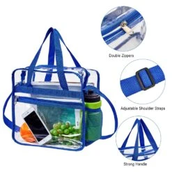 Clear Bag Stadium Approved,Multi-Pockets Clear Tote Bag With Adjustable Shoulder Strap,Perfect For Work, School, Sports Games And Concerts-12 X12 X6(Blue) -Backpack Shop 71CEbPRZHdL